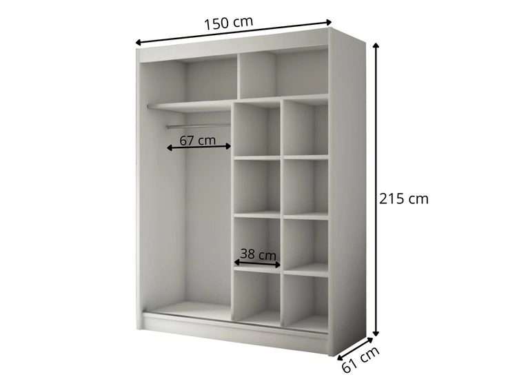 Schiebetürenschrank 150 cm mit LED-Beleuchtung Diano Schwarz