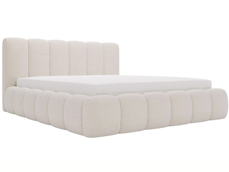 Polsterbett mit Bettkasten und Lattenrost 180x200 Cloud Bouclé-Stoff Beige