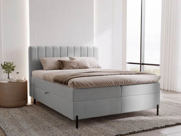 Boxspringbett mit Bettkasten 140x200 Primavera Hellgrau