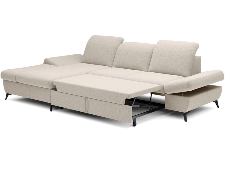 Ecksofa L-Form Links mit Schlaffunktion und Bettkasten Hannover Creme