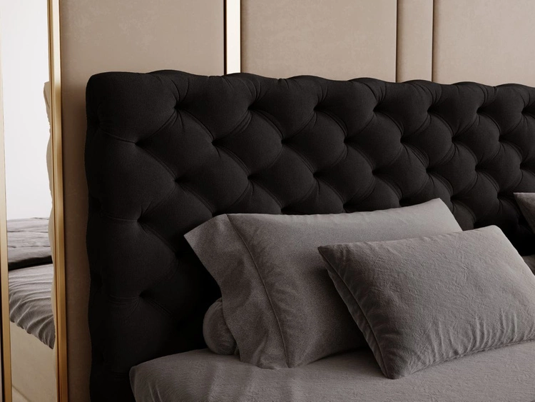 Boxspringbett mit Bettkasten 200x200 Bergamo Schwarz