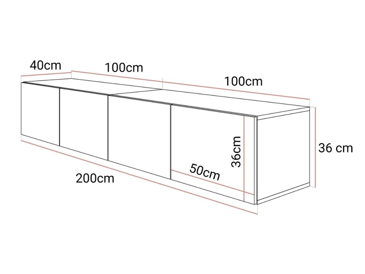 Hängeschrank mit Türen und LED-Beleuchtung 200 cm Nodoo Kaschmir