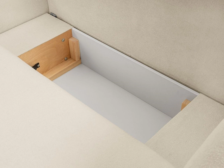 Ecksofa L-Form Rechts mit Schlaffunktion und Bettkasten Oreo Beige
