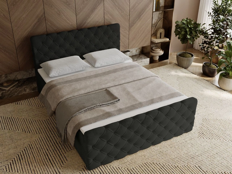 Boxspringbett mit Bettkasten 140x200 Lunaris Schwarz