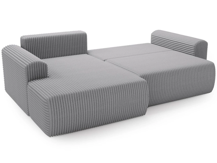 Ecksofa mit Schlaffunktion und Bettkasten Belvio links Hellgrau