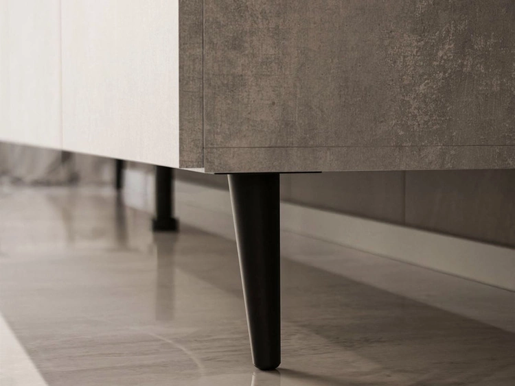 TV-Lowboard mit Türen auf Schwarzen Metallbeinen 200 cm Nodoo Beton