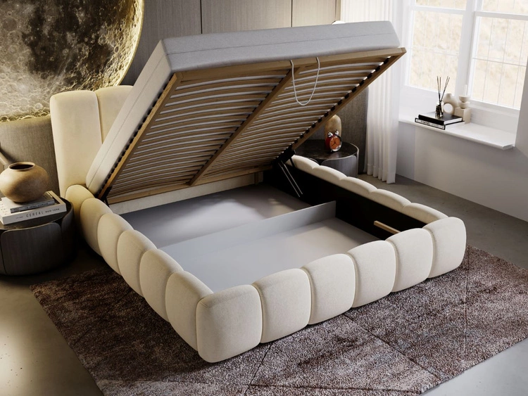 Polsterbett mit Bettkasten und Lattenrost 120x200 Cloud Beige
