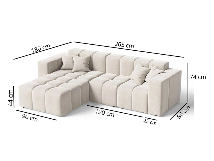 Ecksofa L-Form Links Moderne Ecksofa Loopo Creme
