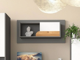 Hängeregal 100 cm langes für ein Jugendzimmer Casa Nash Eiche, Weiß, Grau