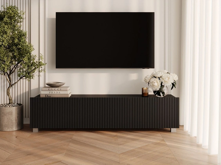 TV-Lowboard mit Türen 150 cm Kioto Schwarz matt