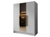 Kleiderschrank mit Spiegel 150 cm Lucca Weiß mit goldenen Griffen