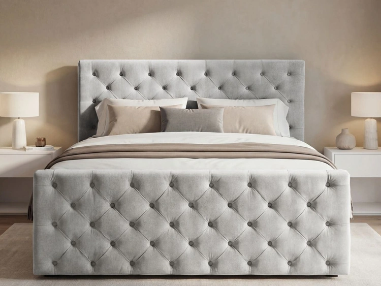 Boxspringbett mit Bettkasten 120x200 Montego Hellgrau