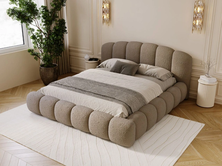 Polsterbett mit Stauraum und Lattenrost 200x200 Cloud Soft Braun