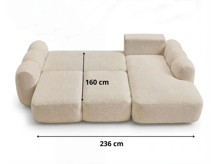 Ecksofa L-Form mit Schlaffunktion und Bettkasten Avelin Links Beige