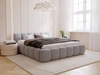 Polsterbett ohne Bettkasten mit Lattenrost 140x200 Cloud Low aus Samtstoff Grau