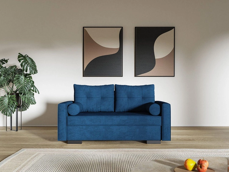 Schlafsofa mit Bettfunktion und Bettkasten Pori Dunkelblau