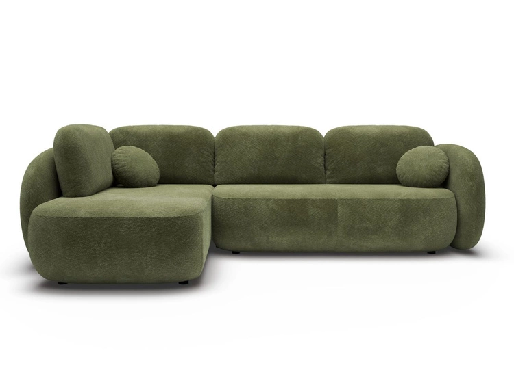 Ecksofa mit Schlaffunktion und Bettkasten Links Carino Grün