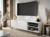 TV-Schrank mit gefrästen Fronten und schwarzen Metallbeinen Vionel Weiß glänzend
