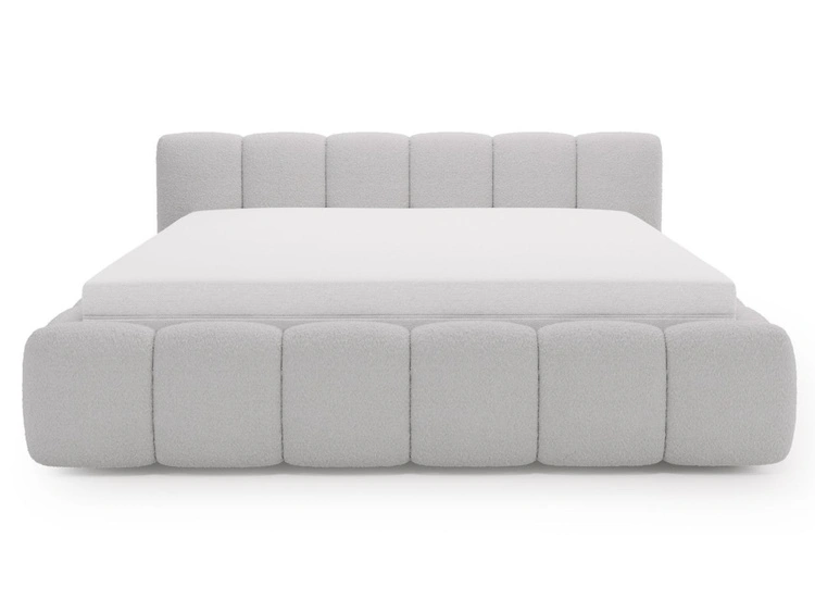 Polsterbett ohne Bettkasten mit Lattenrost 160x200 Cloud Low aus Bouclé-Stoff Grau