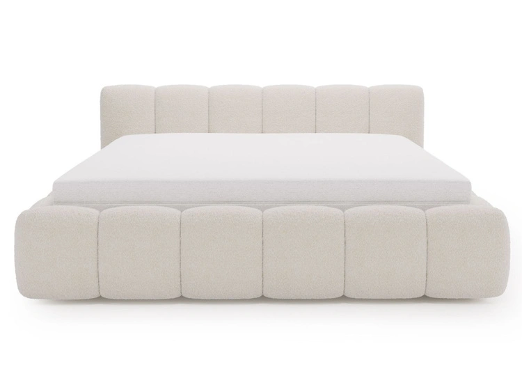 Polsterbett mit Bettkasten und Lattenrost 160x200 Cloud Low Bouclé-Stoff Beige
