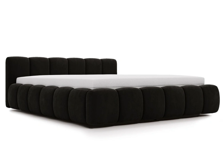 Polsterbett ohne Bettkasten mit Lattenrost 180x200 Cloud Low aus Samtstoff Schwarz