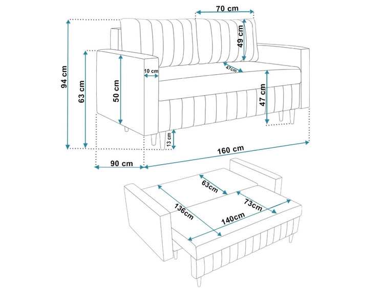 Schlafsofa mit Bettfunktion und Bettkasten Castelo Dunkelblau