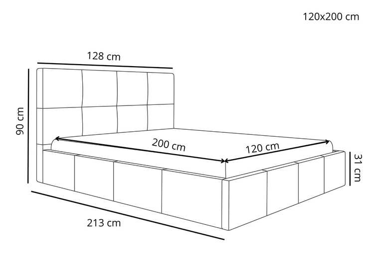 Polsterbett mit Bettkasten und Lattenrost 120x200 Malo Dunkelgrau