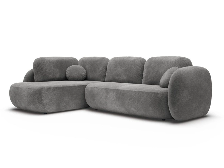 Ecksofa mit Schlaffunktion und Bettkasten Links Carino Grau