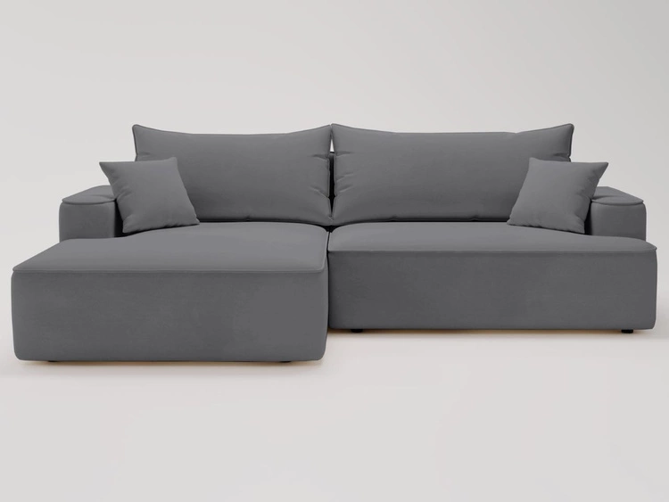 Ecksofa L-Form Links mit Schlaffunktion und Bettkasten California Grau