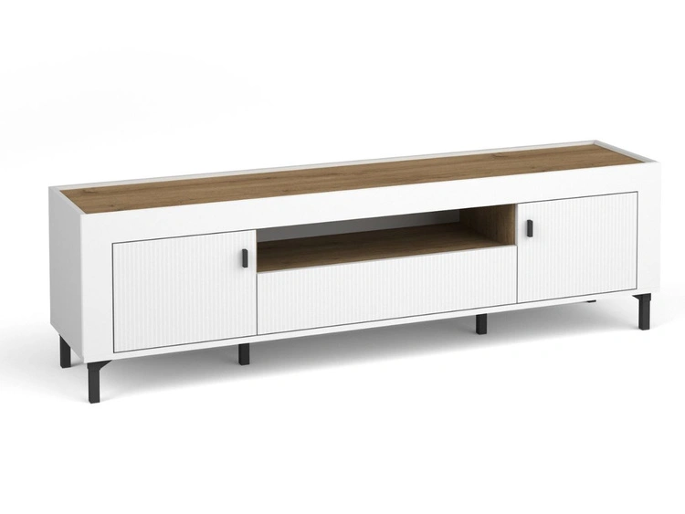 TV-Lowboard mit Schublade und Türen Messina Weiß