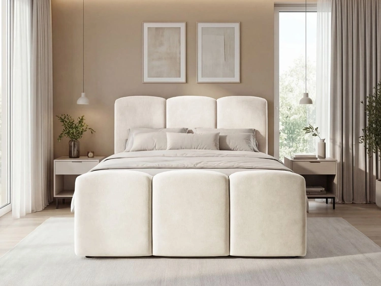 Boxspringbett mit Bettkasten 120x200 Campi Creme