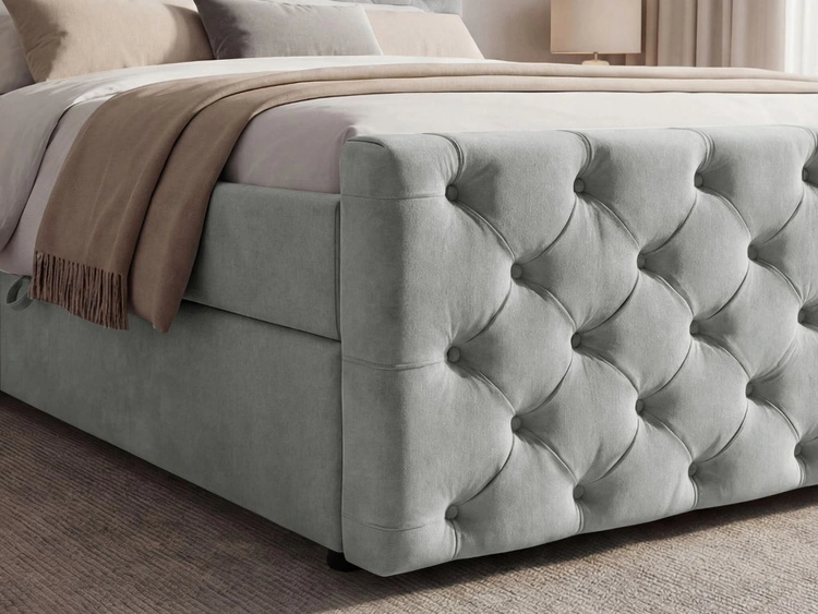Boxspringbett mit Bettkasten 120x200 Montego Hellgrau