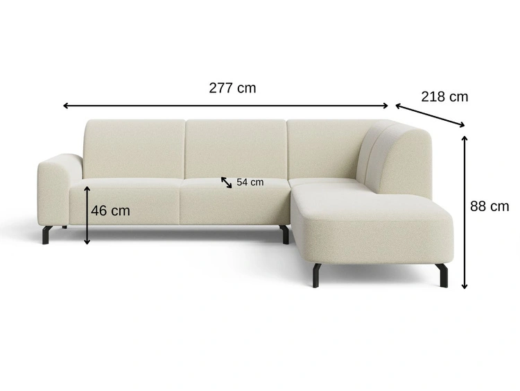 Ecksofa L-Form Rechts Regento Bouclé-Stoff Grau