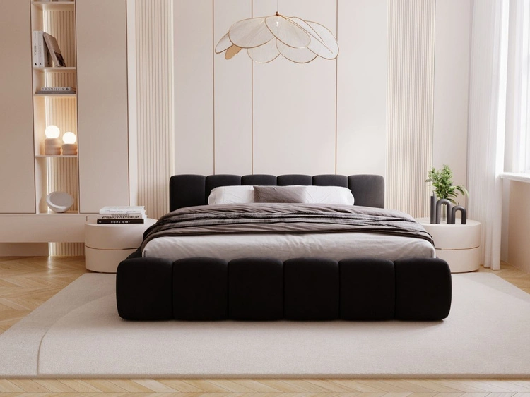 Polsterbett mit Bettkasten und Lattenrost 140x200 Cloud Low Schwarz