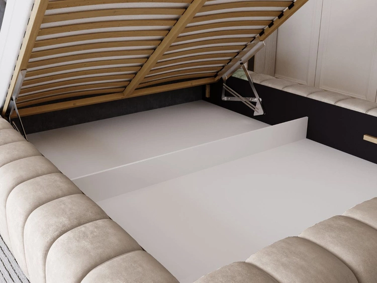 Polsterbett mit Bettkasten und Lattenrost 140x200 Italia Beige