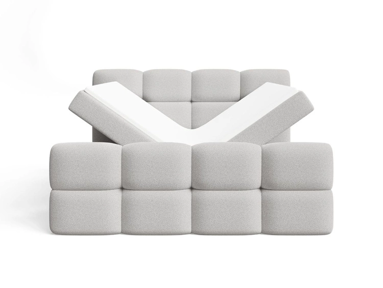 Boxspringbett mit Bettkasten 120x200 Rivon Hellgrau
