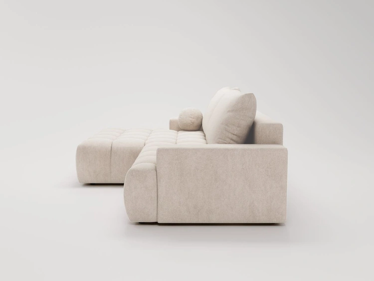 Ecksofa L-Form mit Schlaffunktion und Bettkasten Havi Links Hellbeige