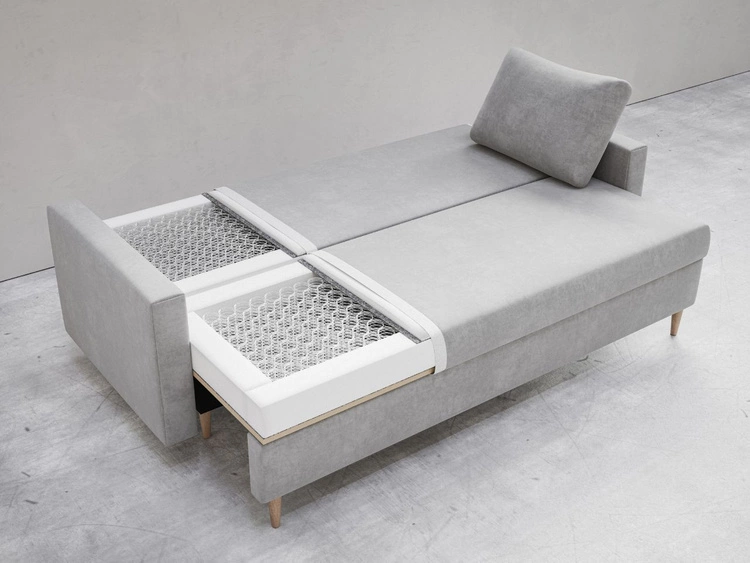 Schlafsofa mit Bettfunktion und Bettkasten Pori Grau