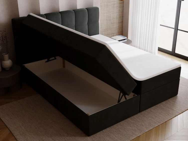 Boxspringbett mit Bettkasten 140x200 Maison Dunkelgrau