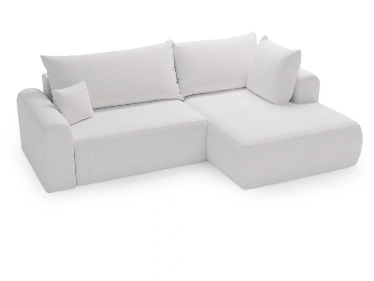 Ecksofa L-Form mit Schlaffunktion und Bettkasten Savana Bis Weiß