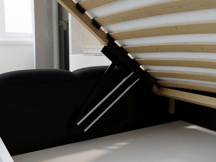 Polsterbett mit Bettkasten und Lattenrost 200x200 Modo Schwarz