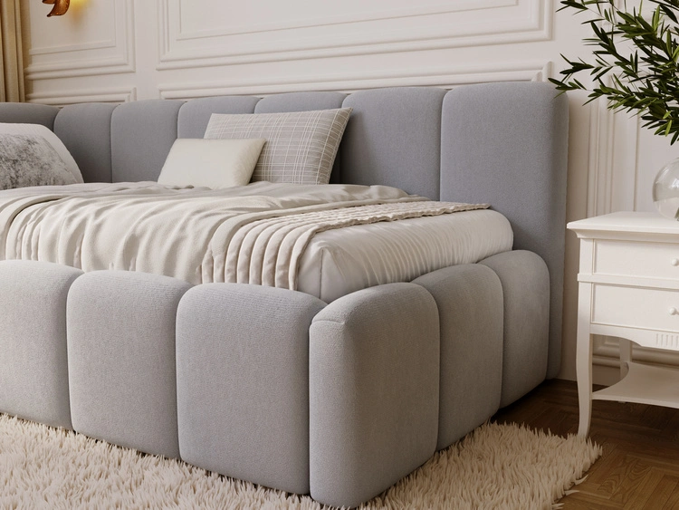 Jugendbett Einzelbett mit Bettkasten und Lattenrost 90x200 Cloud One Grau