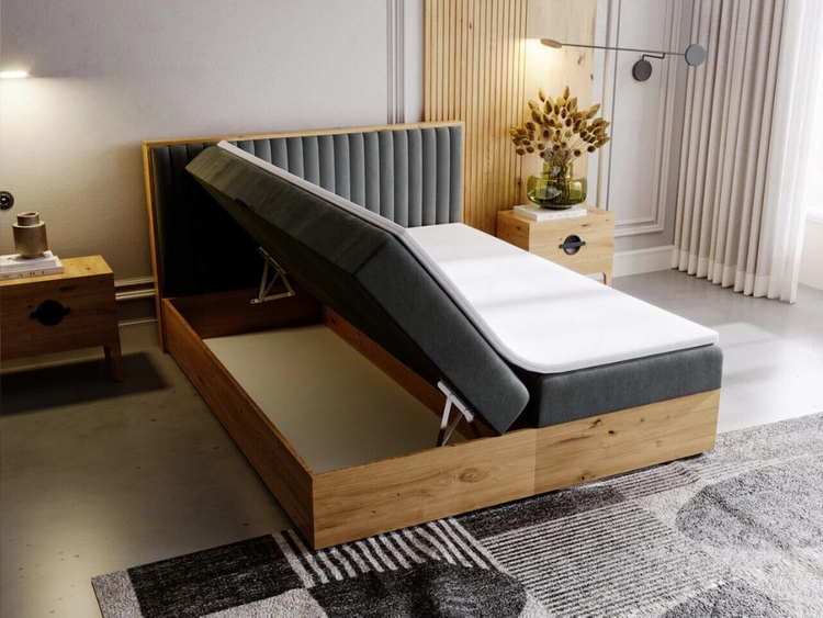 Boxspringbett mit Bettkasten 180x200 Forest Dunkelgrau