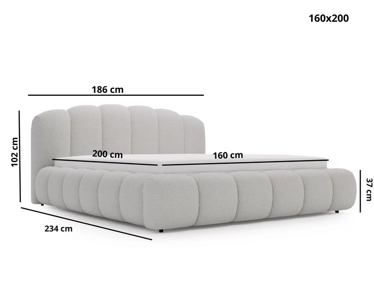 Polsterbett mit Stauraum und Lattenrost 160x200 Cloud Soft Braun