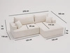 Ecksofa L-Form Links mit Schlaffunktion und Bettkasten California Hellgrau