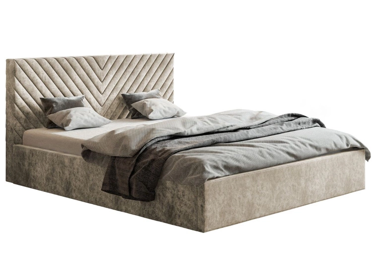 Polsterbett mit Bettkasten und Lattenrost 180x200 Esma Beige