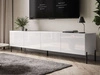 TV-Lowboard mit Türen auf Schwarzen Metallbeinen 200 cm Nodoo Weiß Hochglanz