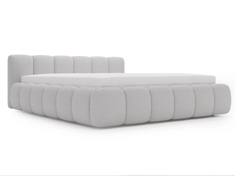 Polsterbett ohne Bettkasten mit Lattenrost 200x200 Cloud Low aus Bouclé-Stoff Grau