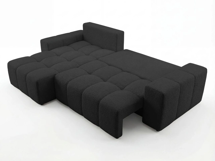Ecksofa L-Form mit Schlaffunktion und Bettkasten Bresso Schwarz