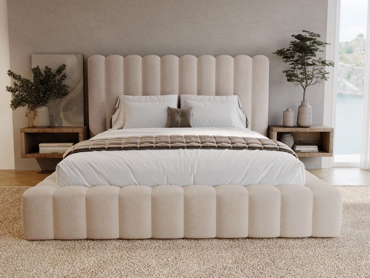 Polsterbett mit Bettkasten und Lattenrost 180x200 Rotto Beige